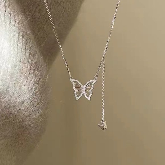 Cutout butterfly fringe necklace female - Picture 1 of 5